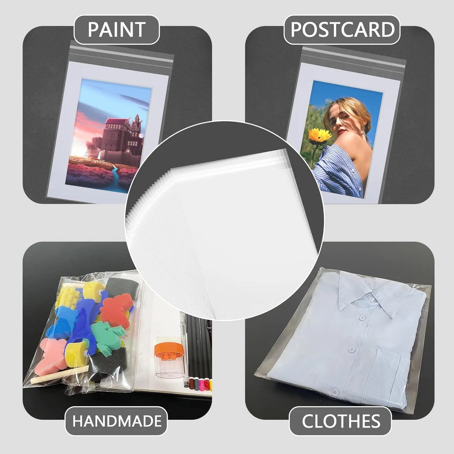 50 Pack Acid-Free Crystal Clear Sleeves Storage Bags for 8.5x11 Art Prints/Pictures/Photos/Framing Mat Mattes (Bag Size: 9"x11 3/7")