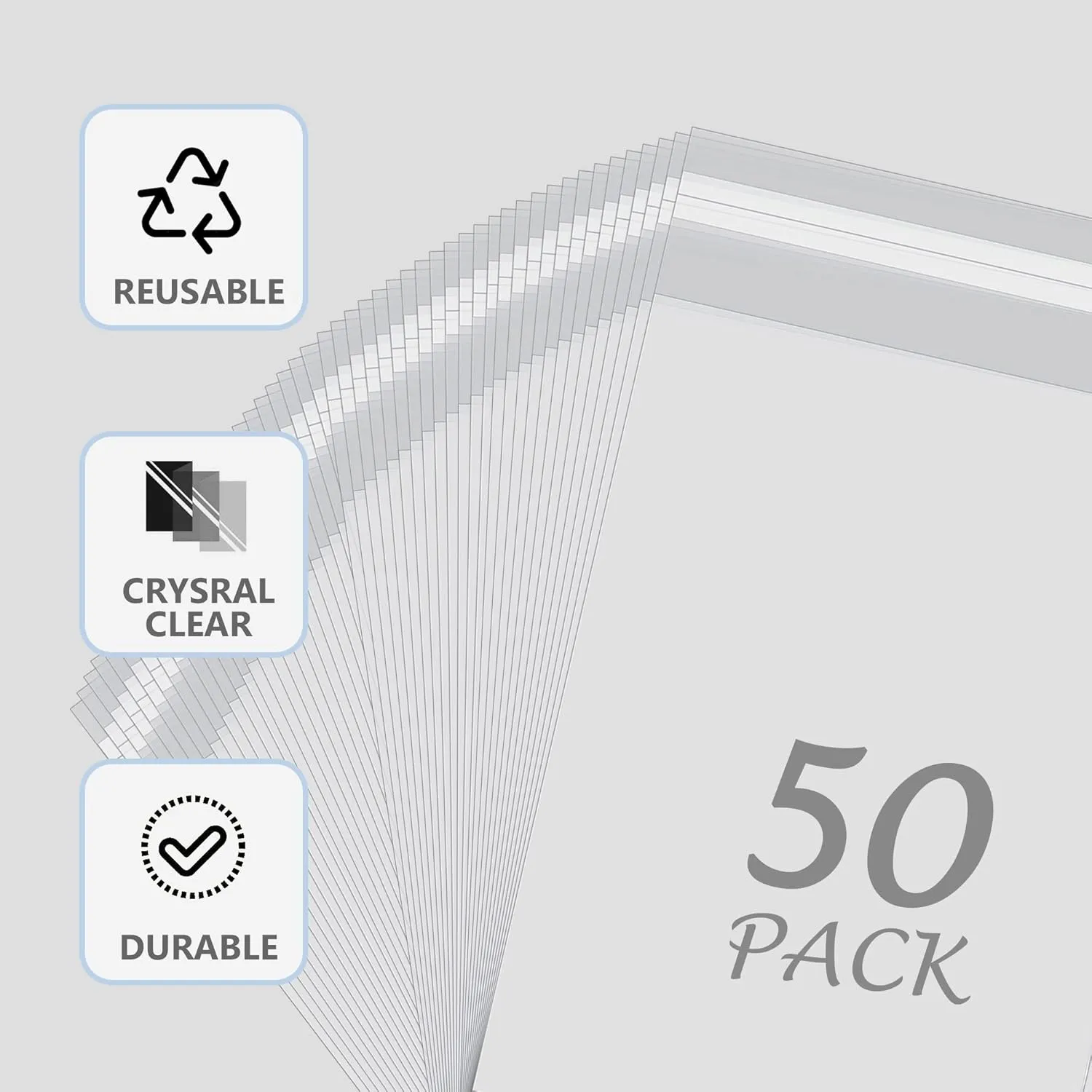 50 Pack Acid-Free Crystal Clear Sleeves Storage Bags for 8.5x11 Art Prints/Pictures/Photos/Framing Mat Mattes (Bag Size: 9"x11 3/7")