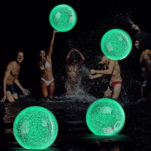 6 Pcs 16 Inch Light up Beach Balls Glow in The Dark Blow up Pool Floating Inflatable Balls for Summer Neon Pool Garden Decorations Outdoor