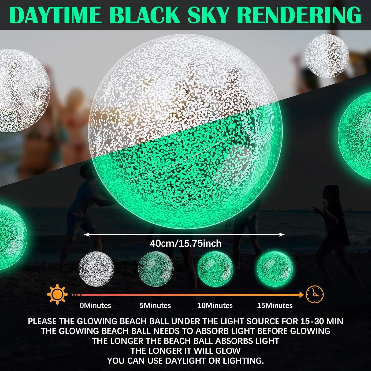 6 Pcs 16 Inch Light up Beach Balls Glow in The Dark Blow up Pool Floating Inflatable Balls for Summer Neon Pool Garden Decorations Outdoor