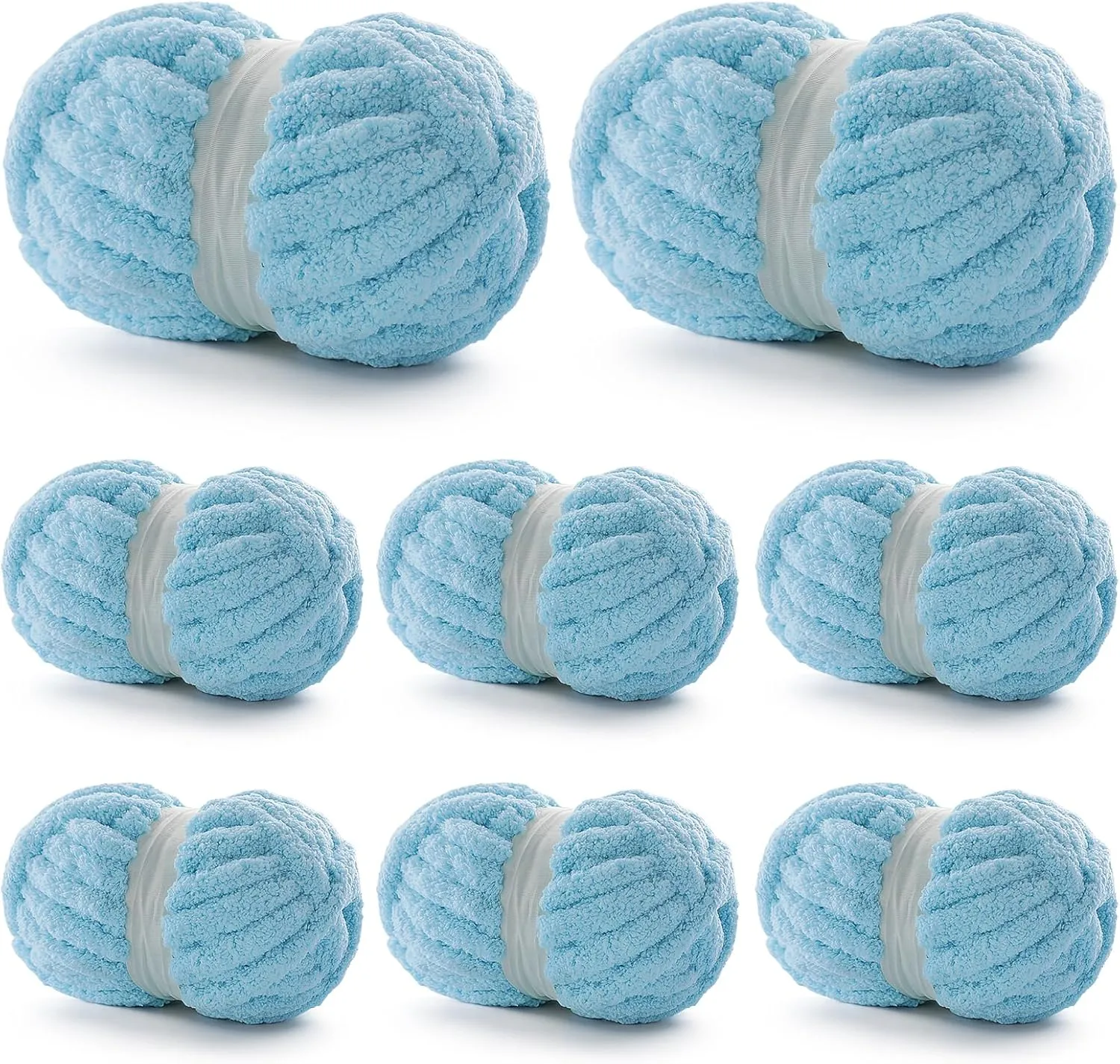 8 Pack Chunky Yarn for Hand Knitting - Chenille Yarn for Crocheting - 224 Yds Chunky Blanket Yarn Jumbo, Thick Fluffy for Knitting Blankets, Super Bulky Yarn 61.6 Oz (Lake Blue)