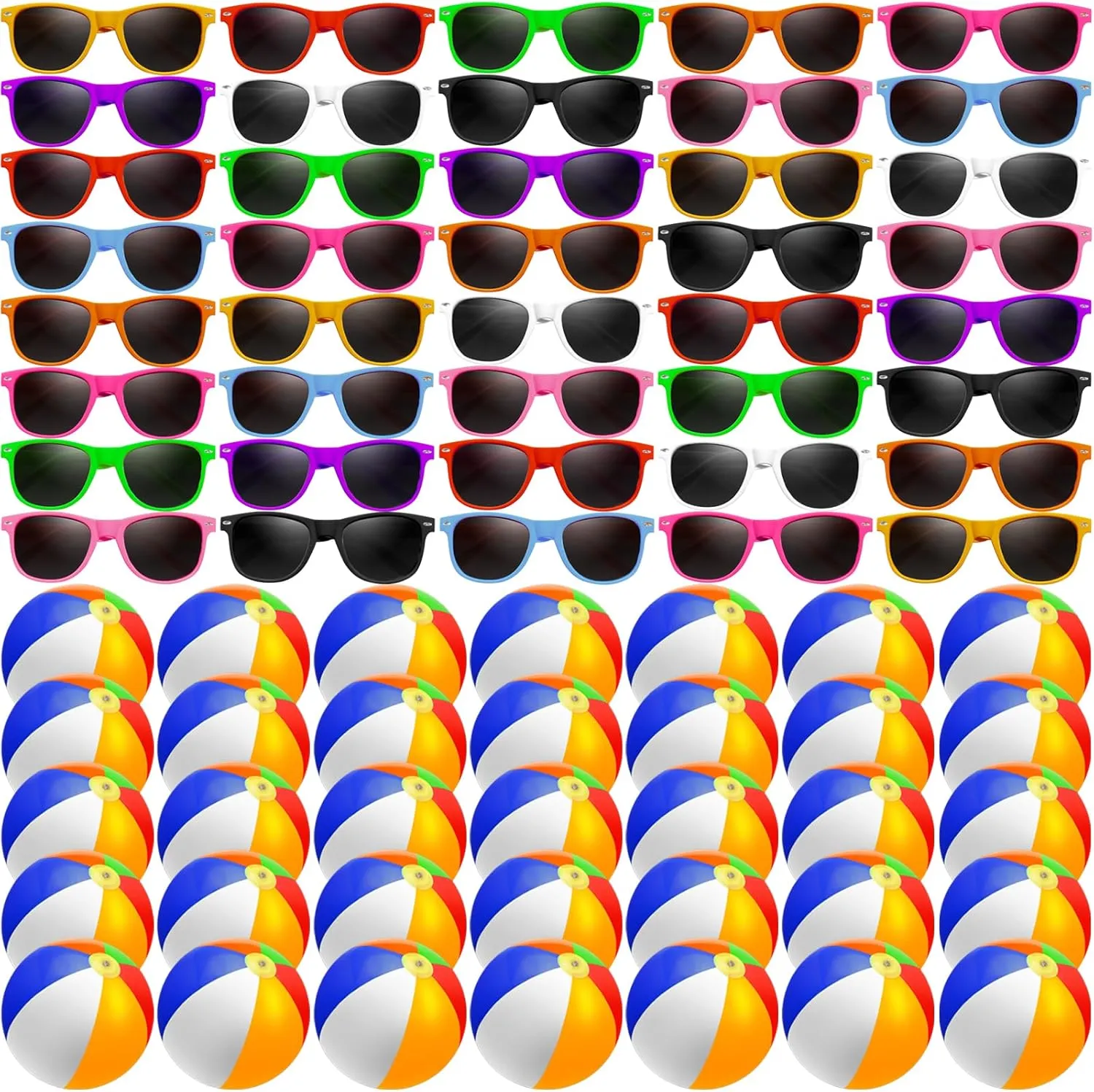 80Pcs Sunglasses Beach Balls Bulk Party Favors for Kids 40Pcs Neon Sunglasses 40Pcs 12" Beach Balls Kid Boys Girls Graduation Party Supplies for Summer Beach Pool Party Favors Goodie Bag Favors