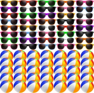 80Pcs Sunglasses Beach Balls Bulk Party Favors for Kids 40Pcs Neon Sunglasses 40Pcs 12" Beach Balls Kid Boys Girls Graduation Party Supplies for Summer Beach Pool Party Favors Goodie Bag Favors