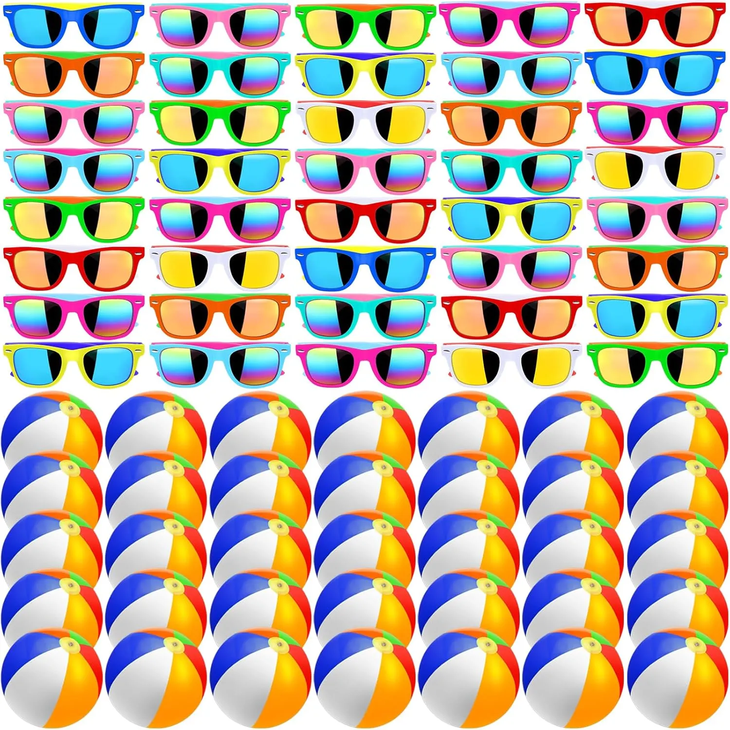 80Pcs Sunglasses Beach Balls Bulk Party Favors for Kids 40Pcs Neon Sunglasses 40Pcs 12" Beach Balls Kid Boys Girls Graduation Party Supplies for Summer Beach Pool Party Favors Goodie Bag Favors