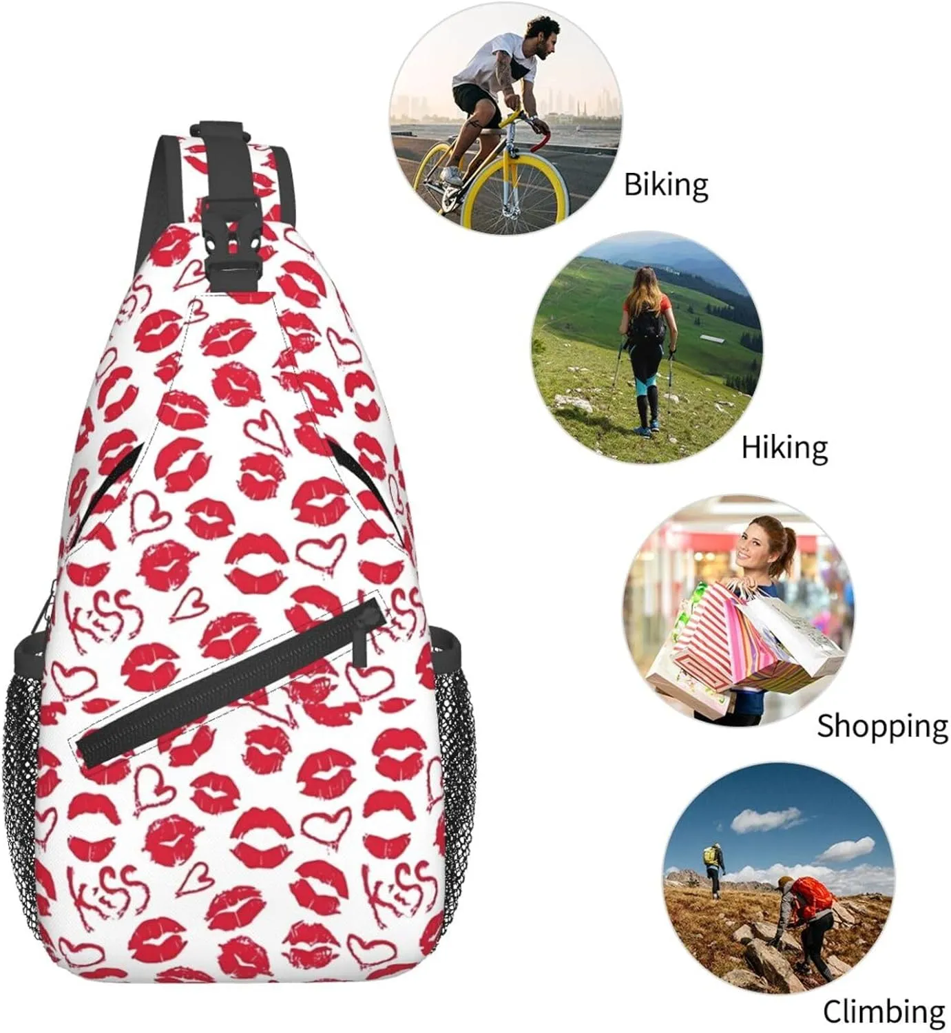 80s Neon Pink Fuchsia Lime Green Leopard Sling Bag Crossbody Bag Casual Chest Bags Travel Shoulder Backpack