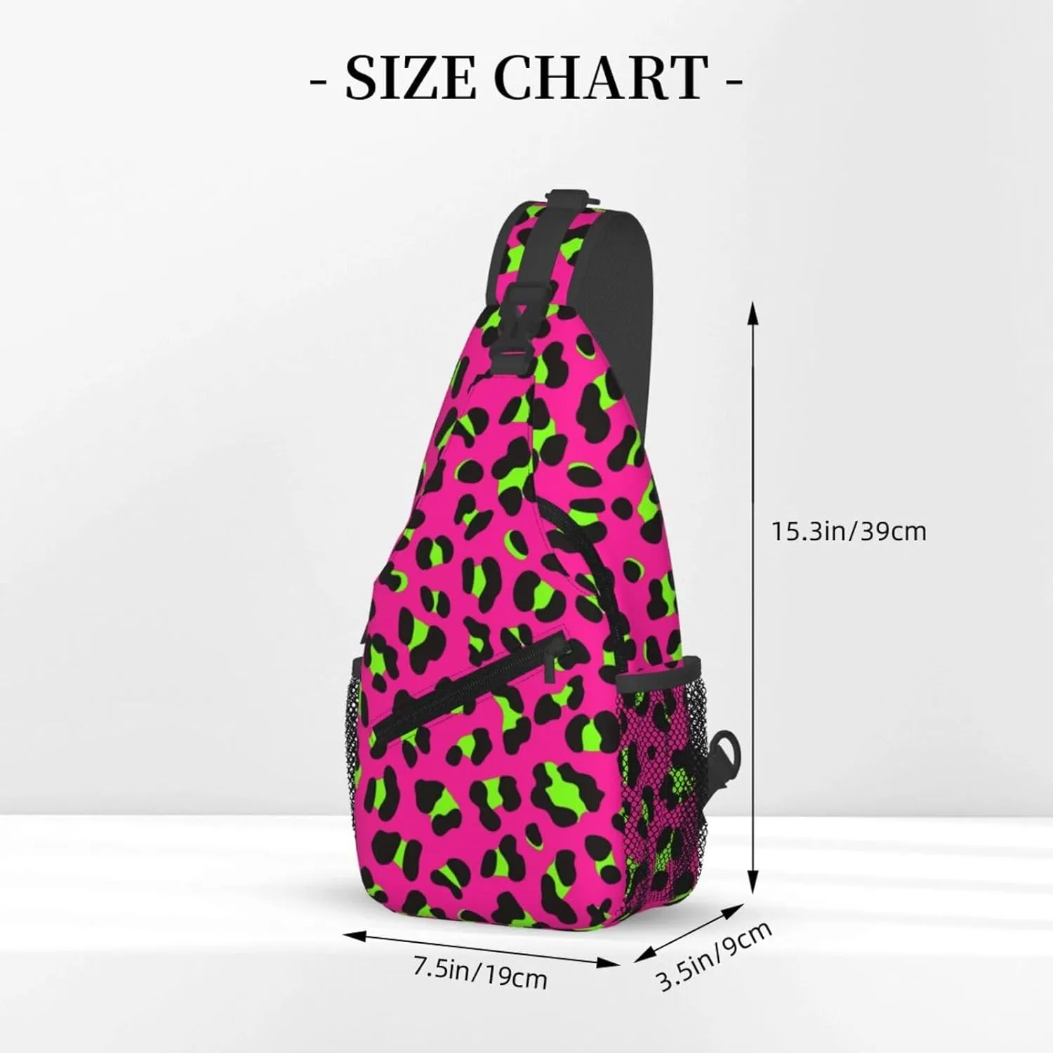 80s Neon Pink Fuchsia Lime Green Leopard Sling Bag Crossbody Bag Casual Chest Bags Travel Shoulder Backpack