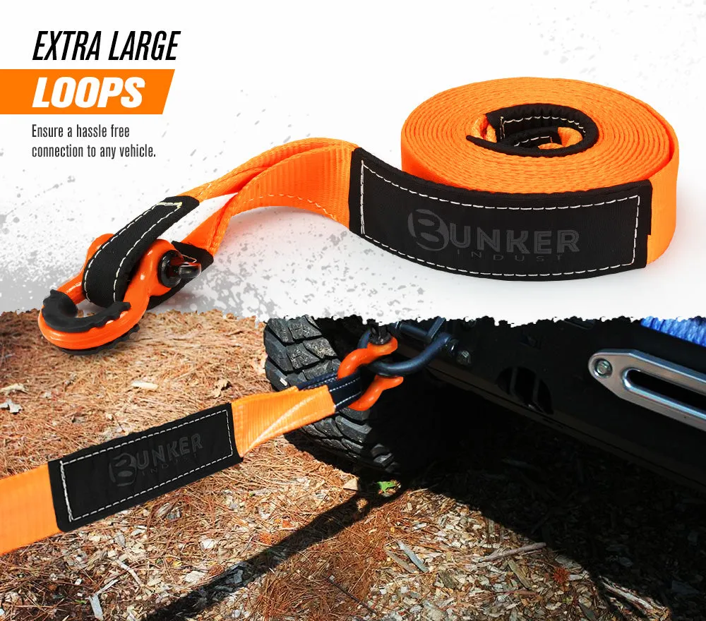 8PC Recovery Kit 9M Kinetic Rope Snatch Strap Hitch Receiver Shackles