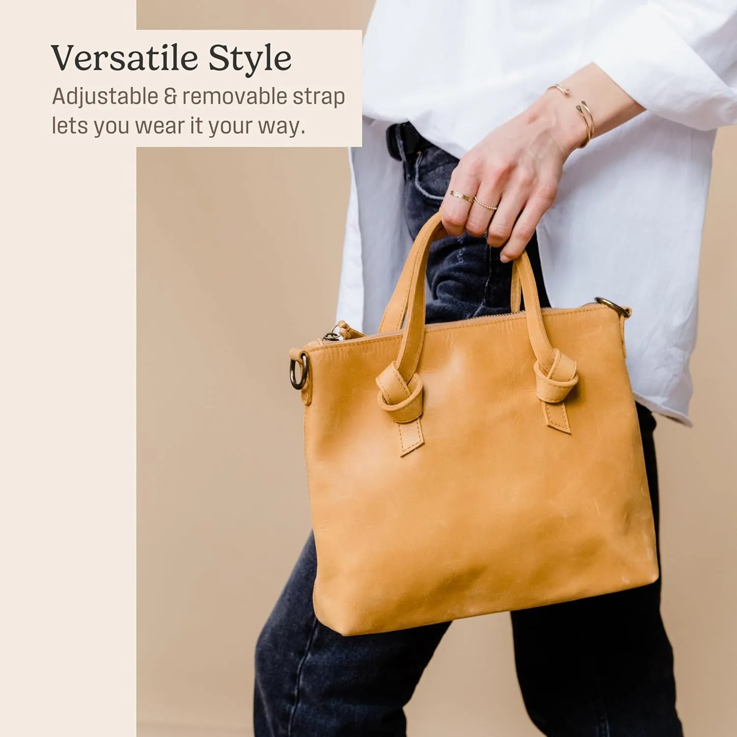 ABLE Clothing Leather Tote Bag for Women,Stylish, Handcrafted, Accessory and Utility Tote Bag with Drop Straps