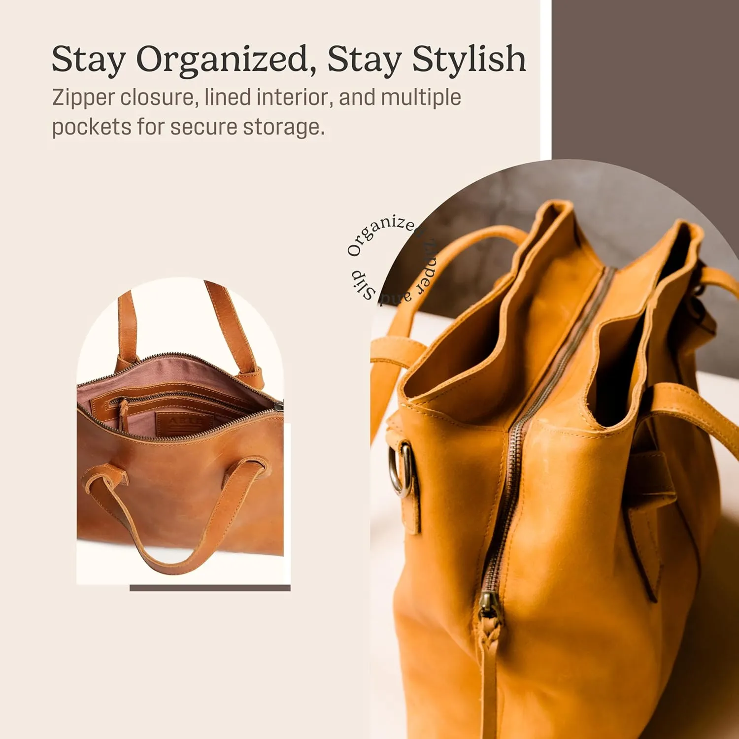 ABLE Clothing Leather Tote Bag for Women,Stylish, Handcrafted, Accessory and Utility Tote Bag with Drop Straps