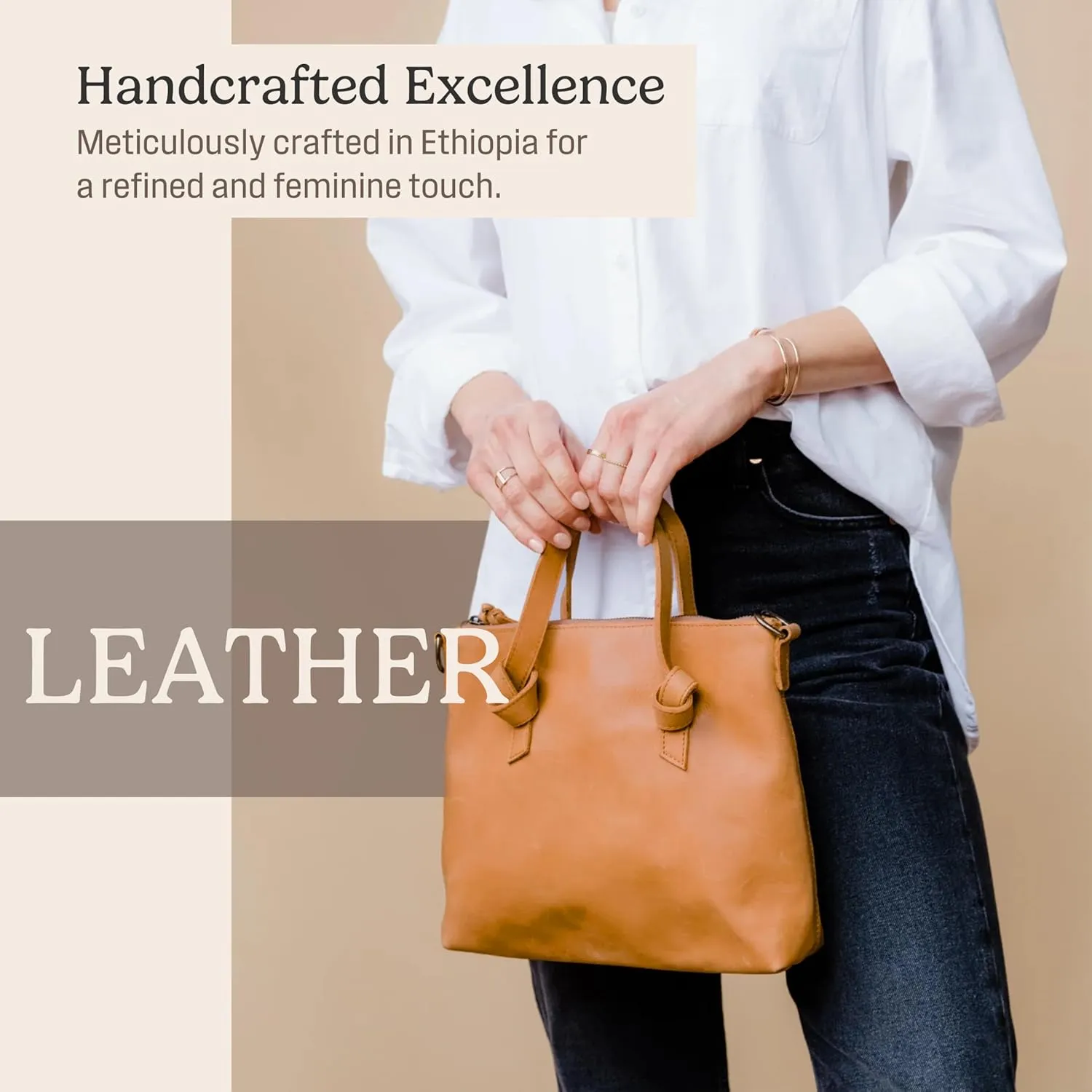 ABLE Clothing Leather Tote Bag for Women,Stylish, Handcrafted, Accessory and Utility Tote Bag with Drop Straps