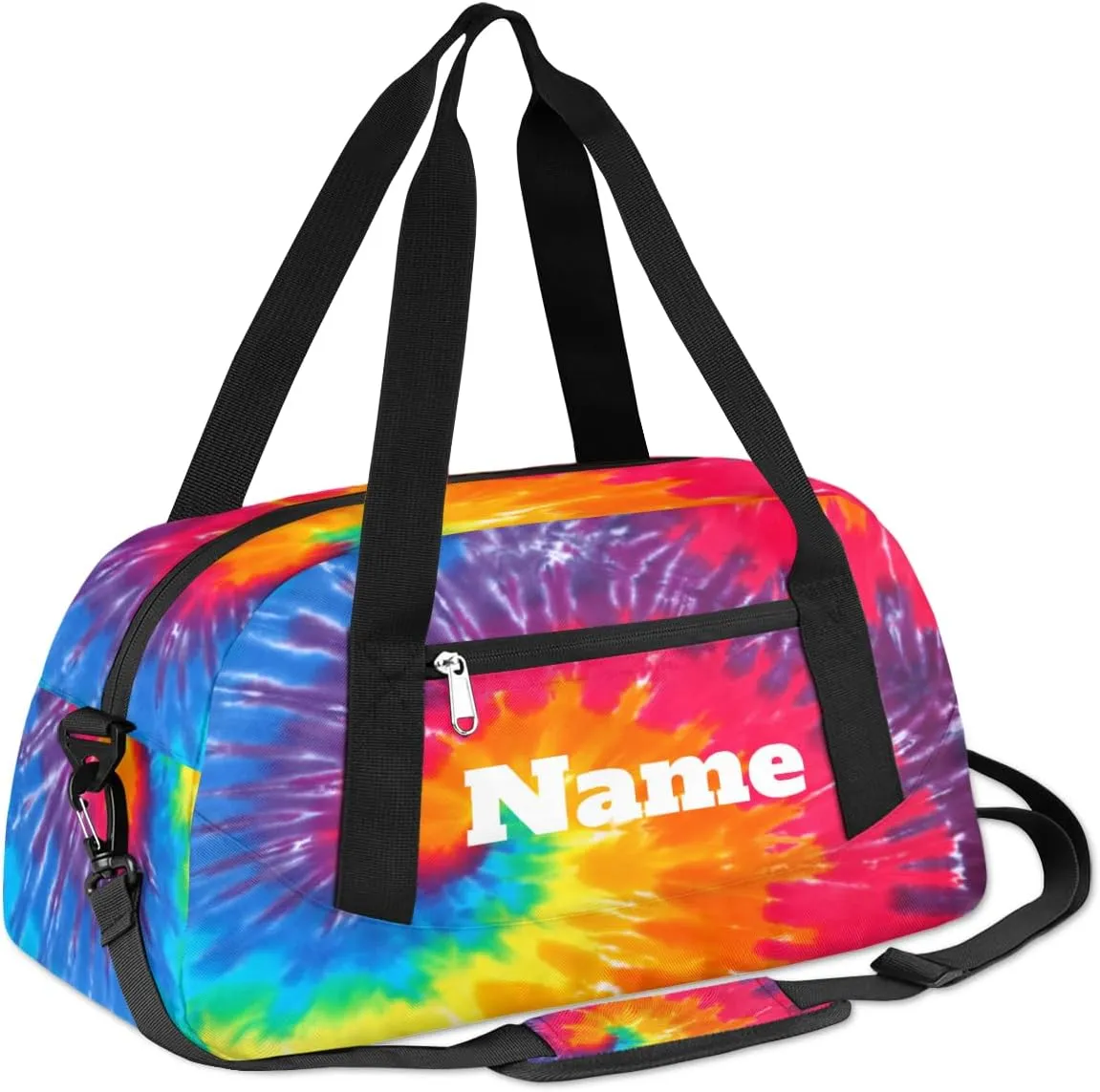 Abstract Art Swirl Tie Dye Custom Name Kids Duffel Bags Personalized Customized Sports Gym Bag Girls Dance Bag Tote Overnight Weekender Sleepover Carry On Travel Bag for Boys Girls