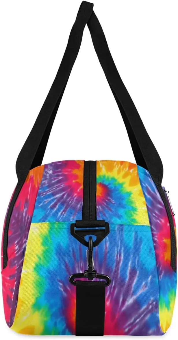 Abstract Art Swirl Tie Dye Custom Name Kids Duffel Bags Personalized Customized Sports Gym Bag Girls Dance Bag Tote Overnight Weekender Sleepover Carry On Travel Bag for Boys Girls