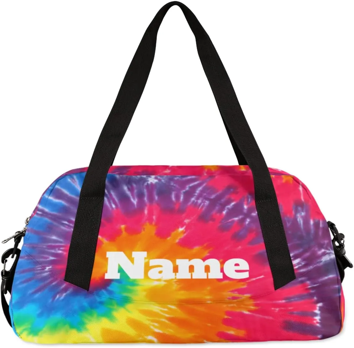 Abstract Art Swirl Tie Dye Custom Name Kids Duffel Bags Personalized Customized Sports Gym Bag Girls Dance Bag Tote Overnight Weekender Sleepover Carry On Travel Bag for Boys Girls