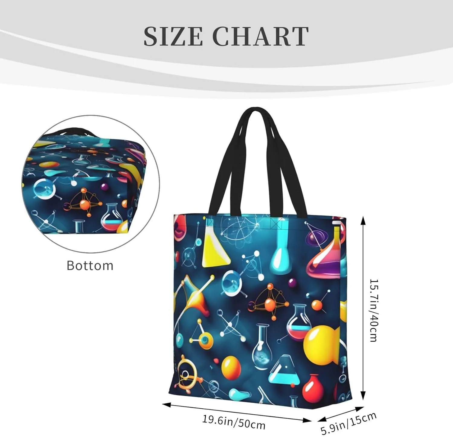 Abstract Science Chemistry Print Tote Bags Reusable Grocery Bag Shoulde Bag Handbag For Office Shopping Travel