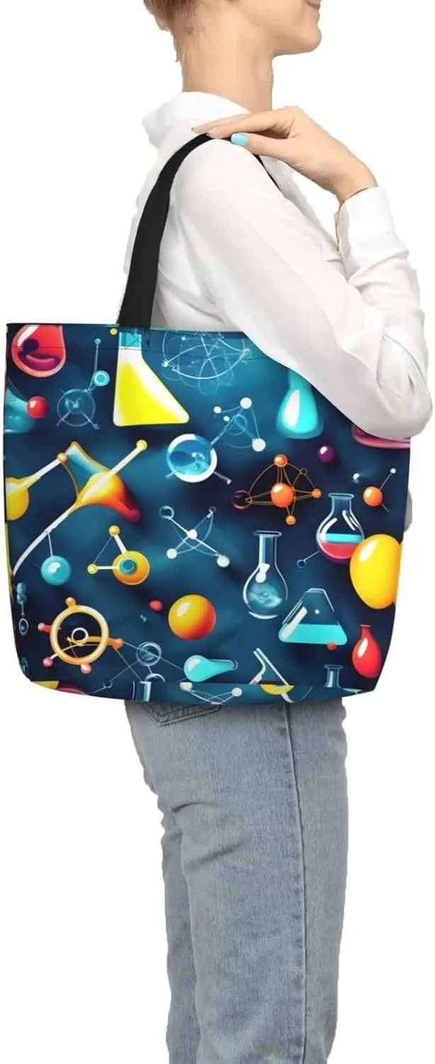 Abstract Science Chemistry Print Tote Bags Reusable Grocery Bag Shoulde Bag Handbag For Office Shopping Travel