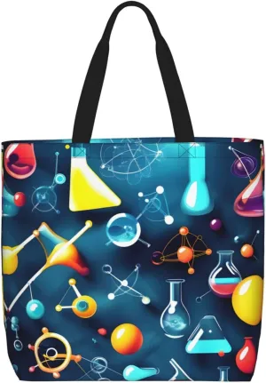 Abstract Science Chemistry Print Tote Bags Reusable Grocery Bag Shoulde Bag Handbag For Office Shopping Travel