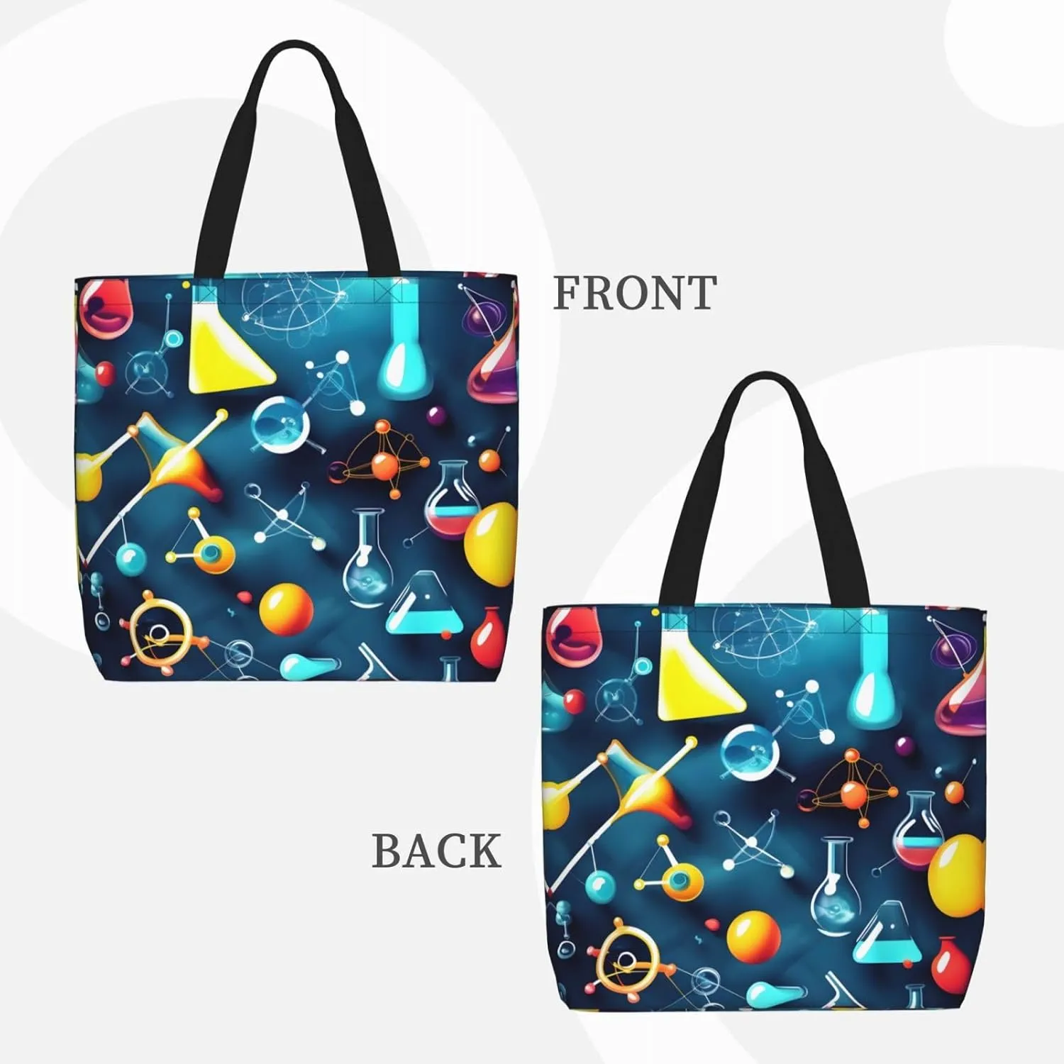 Abstract Science Chemistry Print Tote Bags Reusable Grocery Bag Shoulde Bag Handbag For Office Shopping Travel