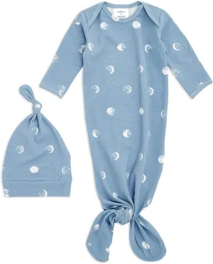 aden   anais Comfort Knit Knotted Newborn Baby Gown and Hat, 2 Piece Set, 0-3 Months