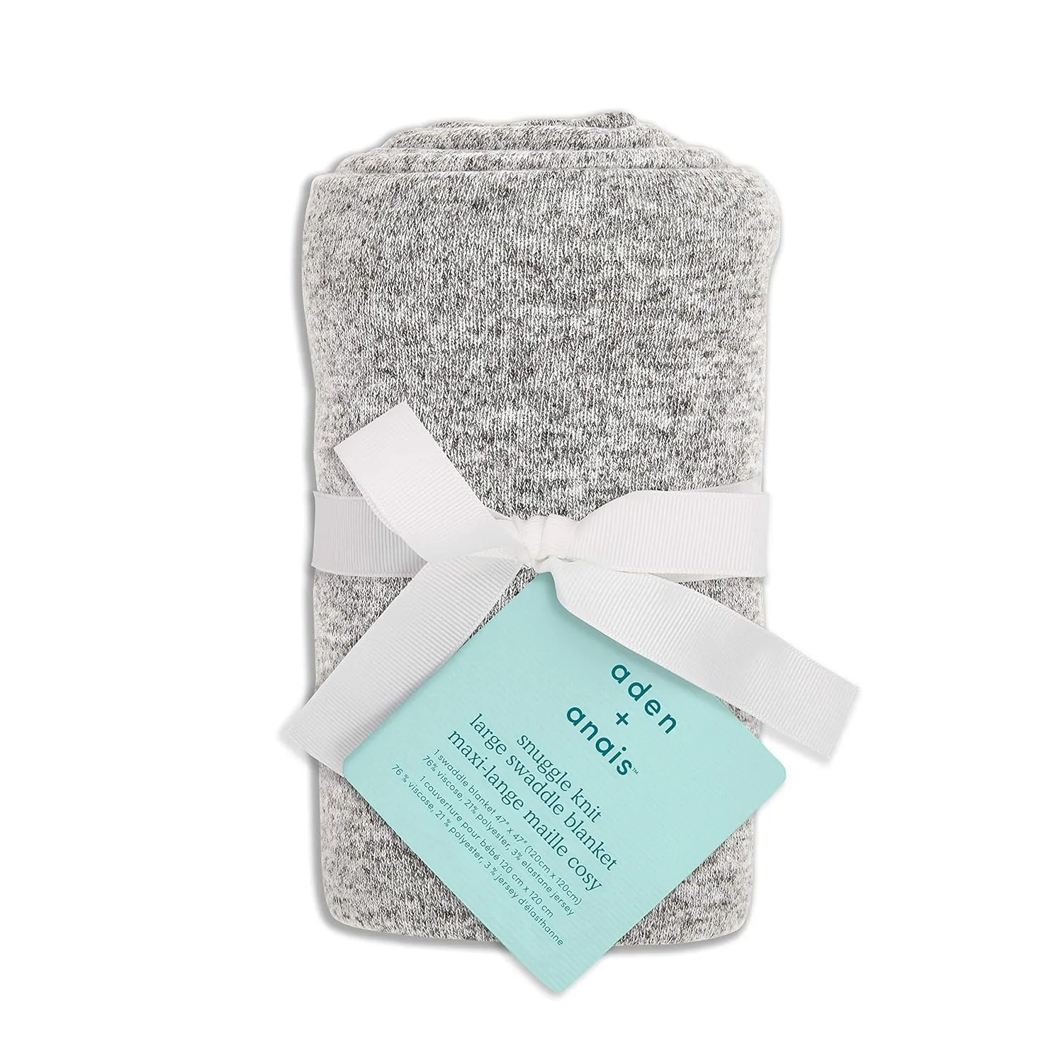 aden   anais Snuggle Knit Baby Swaddle Blanket for Newborn Girl and Boy, Versatile Stroller Cover, Burp Cloth, Nursing Shield, 47 x 47 Inch, Heather Grey