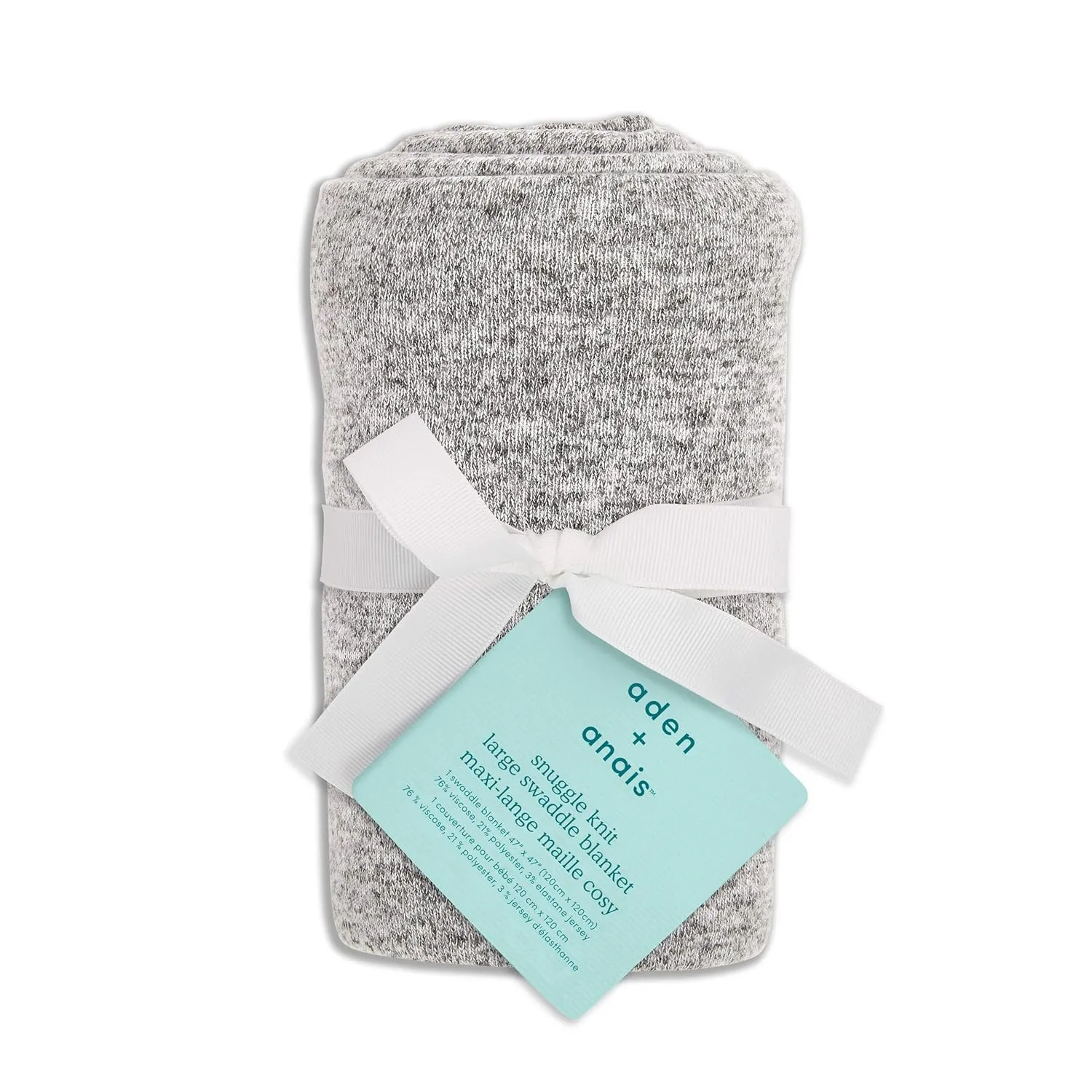aden   anais Snuggle Knit Baby Swaddle Blanket for Newborn Girl and Boy, Versatile Stroller Cover, Burp Cloth, Nursing Shield, 47 x 47 Inch, Heather Grey