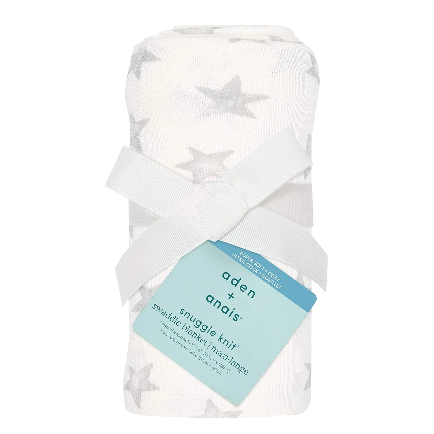 aden   anais Snuggle Knit Baby Swaddle Blanket for Newborn Girl and Boy, Versatile Stroller Cover, Burp Cloth, Nursing Shield, 47 x 47 Inch, Star