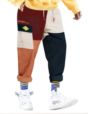 Aelfric Eden Mens Cargo Pants Patchwork Multi-Pockets Outdoor Fashion Casual Jogger Pants Streetwear with Drawstring