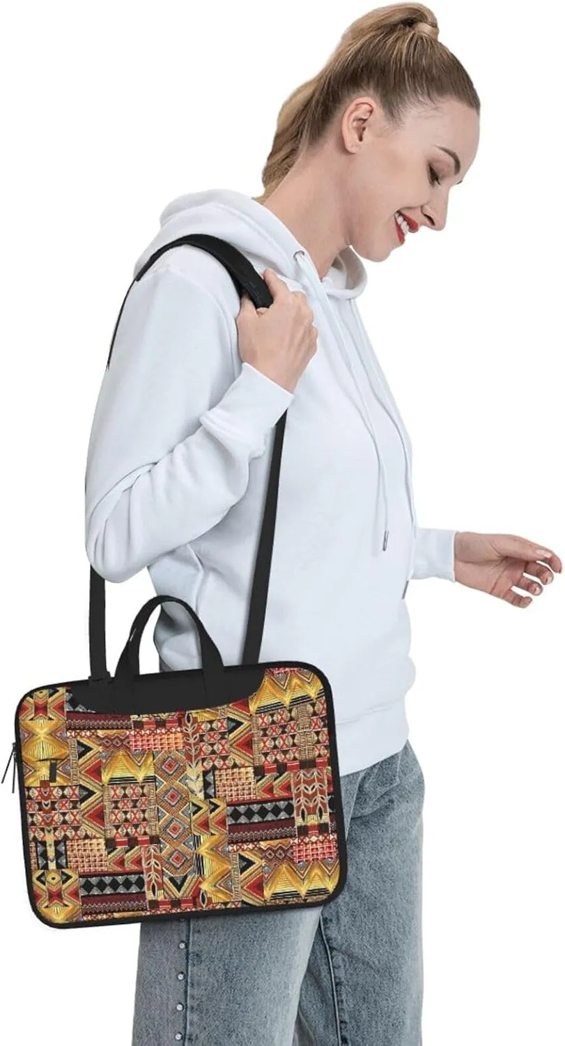 African Textile Patchwork Print Laptop Bag,Can Use It Freely As A Shoulder Bag,Crossbody Bag,And Briefcase