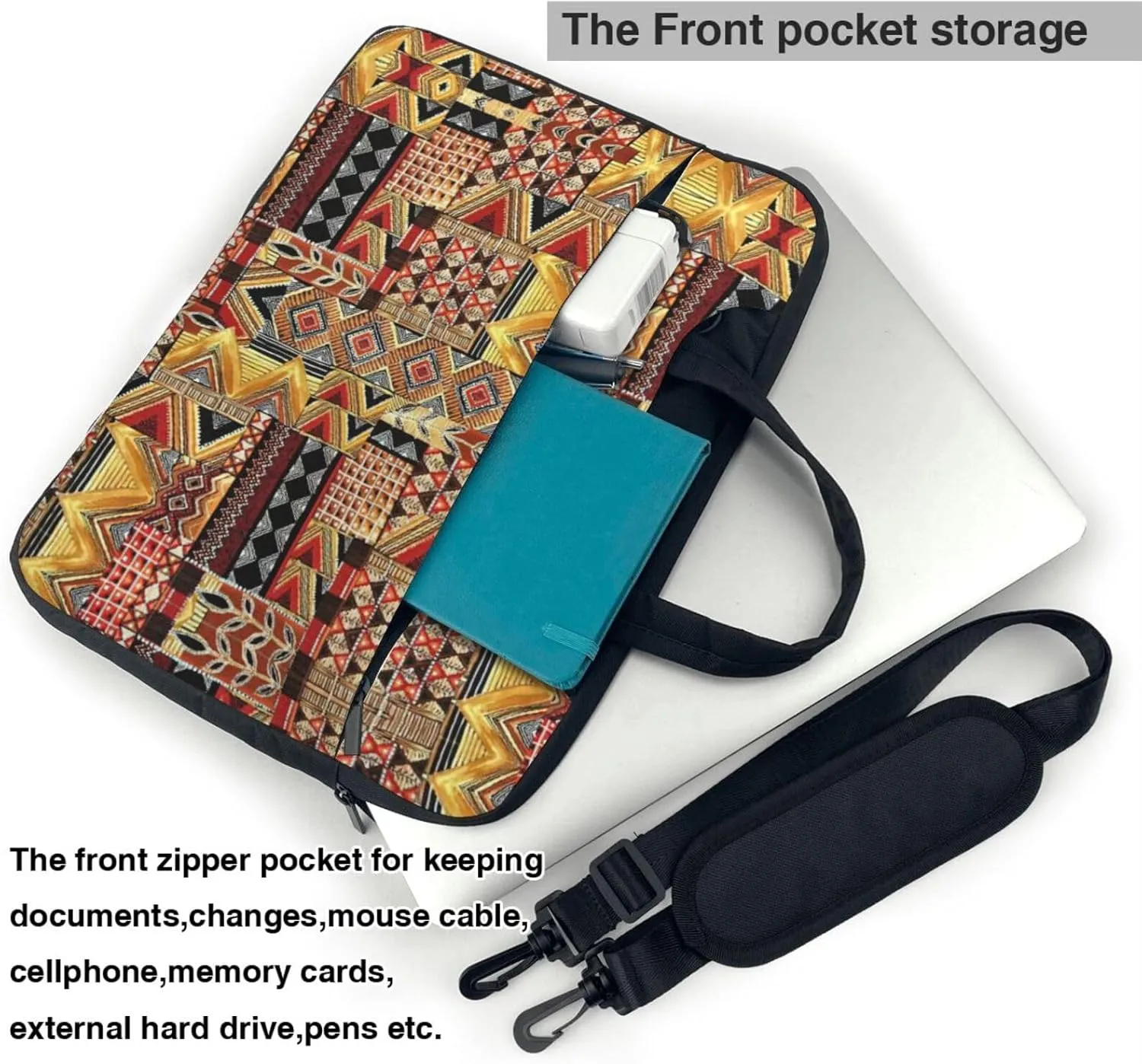 African Textile Patchwork Print Laptop Bag,Can Use It Freely As A Shoulder Bag,Crossbody Bag,And Briefcase