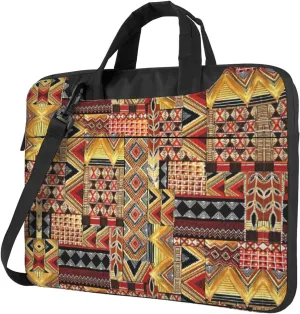 African Textile Patchwork Print Laptop Bag,Can Use It Freely As A Shoulder Bag,Crossbody Bag,And Briefcase