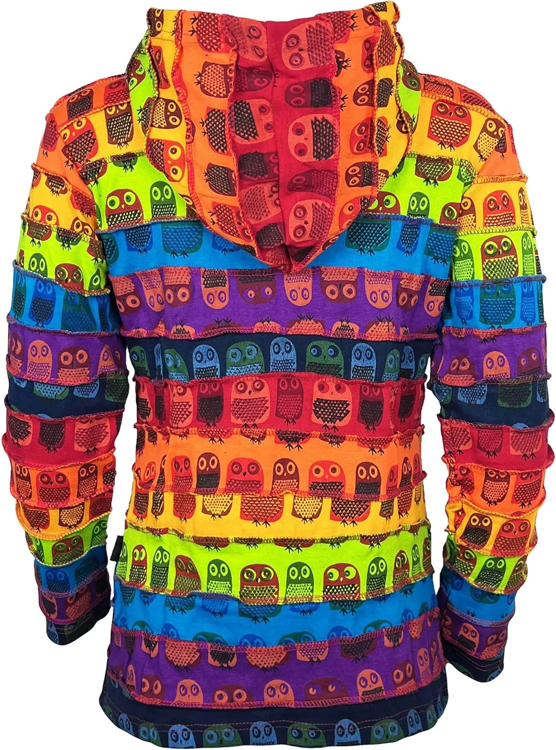Agan Traders 2025 Spring Rainbow Printed Knit Cotton Lightweight Hoodie - Bohemian Hippie Gypsy Zip Up Jackets for Women