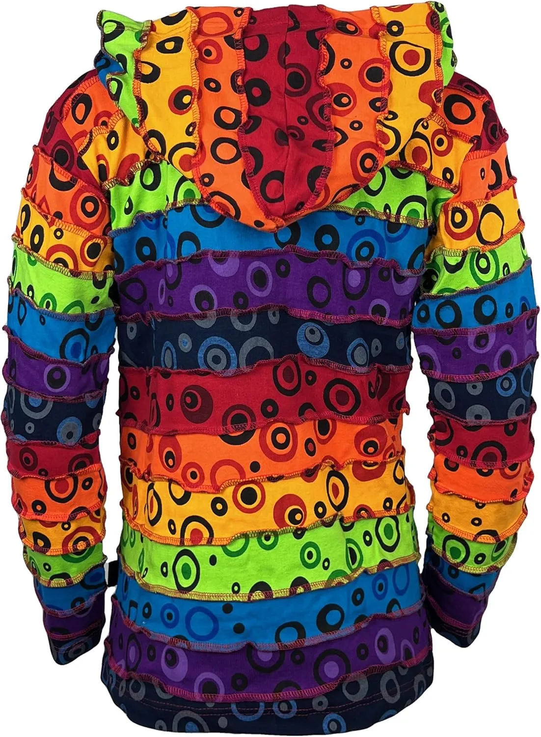 Agan Traders 2025 Spring Rainbow Printed Knit Cotton Lightweight Hoodie - Bohemian Hippie Gypsy Zip Up Jackets for Women