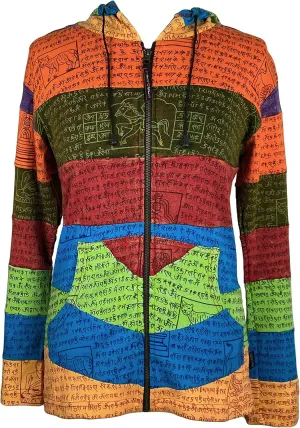 Agan Traders 2025 Spring Rainbow Printed Knit Cotton Lightweight Hoodie - Bohemian Hippie Gypsy Zip Up Jackets for Women