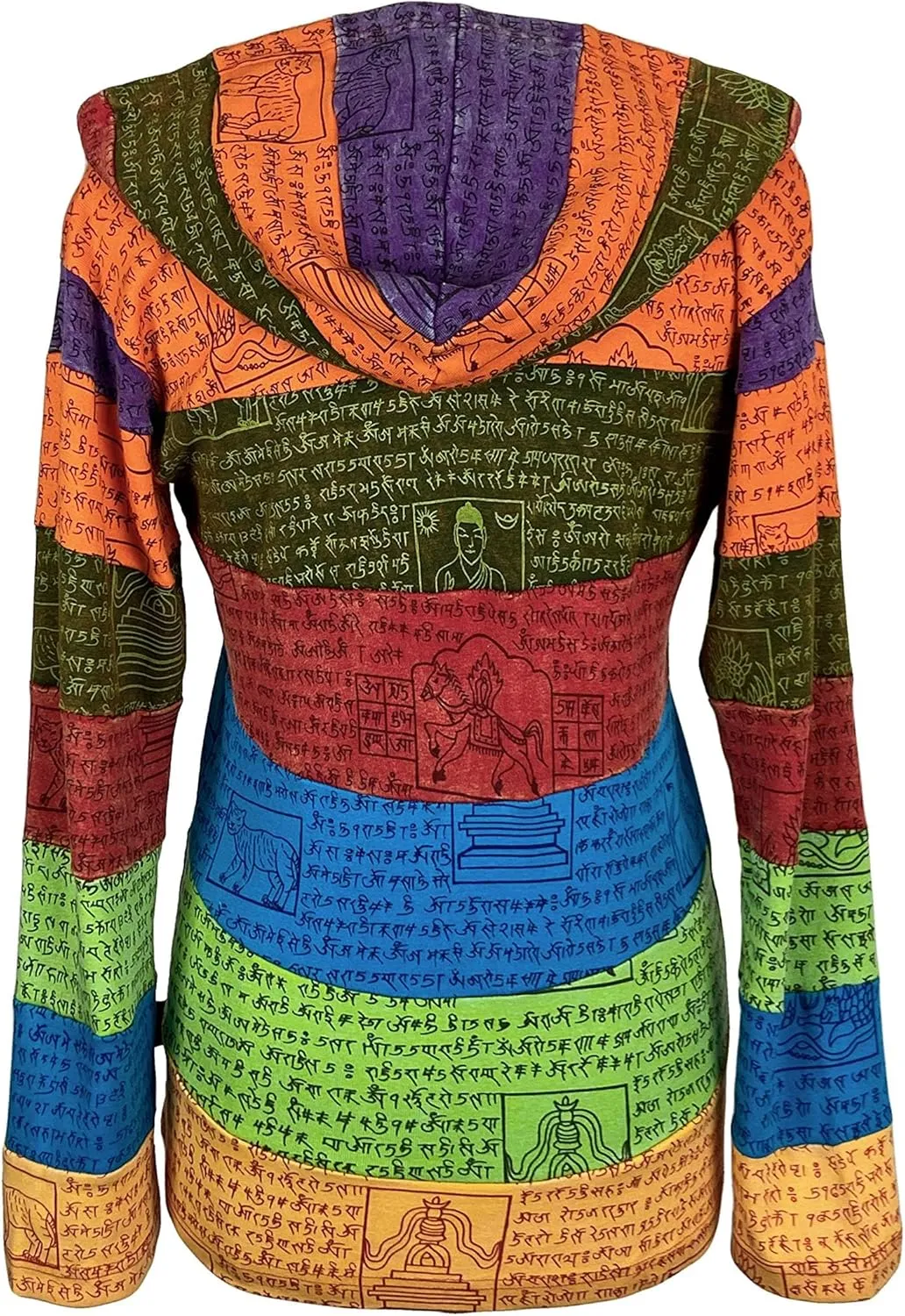 Agan Traders 2025 Spring Rainbow Printed Knit Cotton Lightweight Hoodie - Bohemian Hippie Gypsy Zip Up Jackets for Women