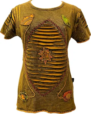 Agan Traders 2025 Summer Gypsy Cap Short Sleeve Bohemian Tops for Women - Light Weight Knit Razor Cut Embroidered Blouse