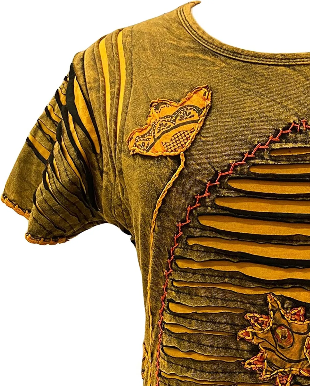 Agan Traders 2025 Summer Gypsy Cap Short Sleeve Bohemian Tops for Women - Light Weight Knit Razor Cut Embroidered Blouse