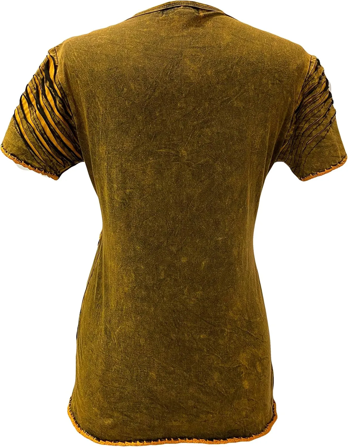 Agan Traders 2025 Summer Gypsy Cap Short Sleeve Bohemian Tops for Women - Light Weight Knit Razor Cut Embroidered Blouse