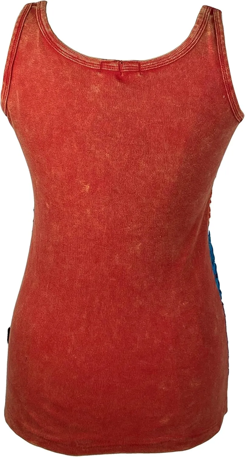 Agan Traders Women's 2025 Summer Knit Stretchy Rib Cotton Funky Boho Gypsy Patchwork Summer Tank Top Cami