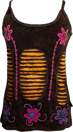 Agan Traders Women's 2025 Summer Knit Stretchy Rib Cotton Funky Boho Gypsy Patchwork Summer Tank Top Cami
