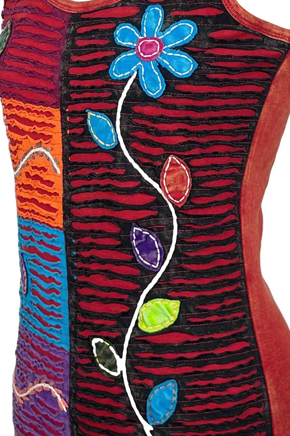 Agan Traders Women's 2025 Summer Knit Stretchy Rib Cotton Funky Boho Gypsy Patchwork Summer Tank Top Cami