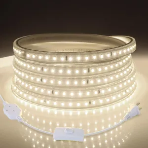 AIMENGTE Outdoor LED Strip Lights Waterproof, AC 110V, 360LEDs, 4000k LED Rope Lighting, Led Strip for Lawn Garden, Yard, Outside Christmas Decorations (9.9ft, Daylight)