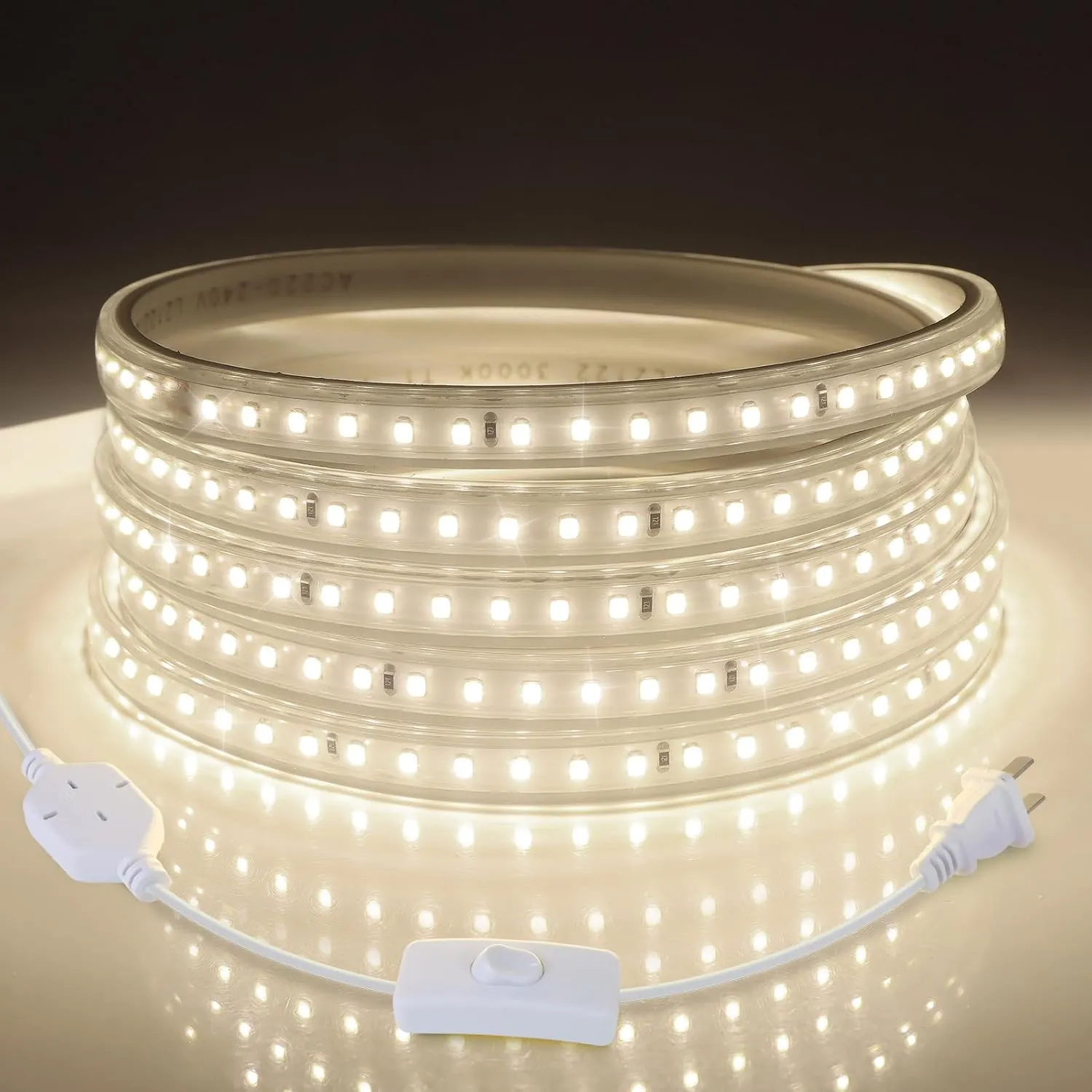 AIMENGTE Outdoor LED Strip Lights Waterproof, AC 110V, 360LEDs, 4000k LED Rope Lighting, Led Strip for Lawn Garden, Yard, Outside Christmas Decorations (9.9ft, Daylight)