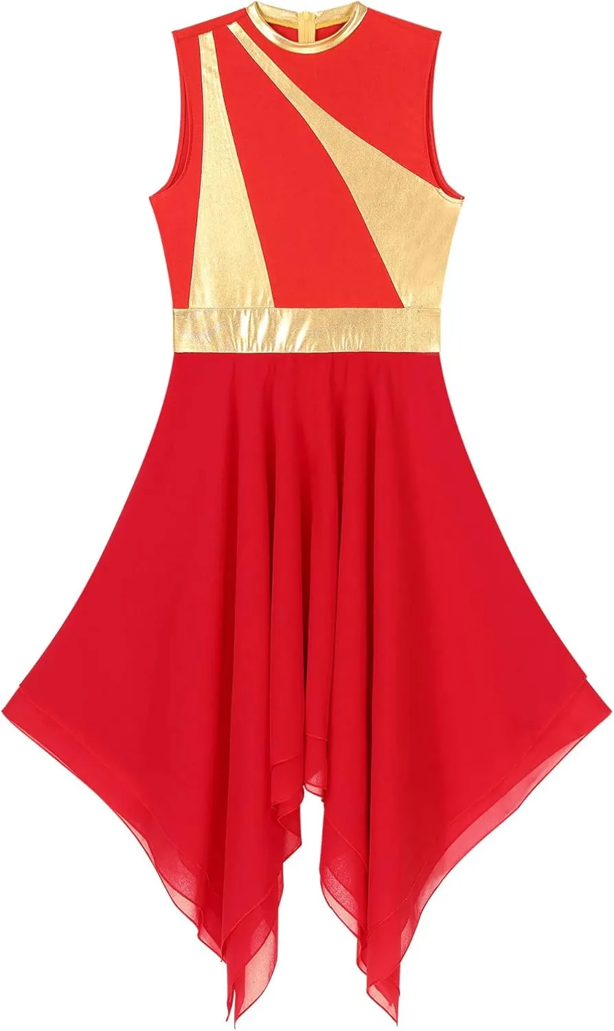 Aislor Womens Worship Praise Dance Dresses Color Block Sleeveless Lyrical Liturgical Dancewear
