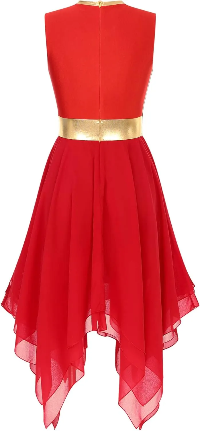 Aislor Womens Worship Praise Dance Dresses Color Block Sleeveless Lyrical Liturgical Dancewear