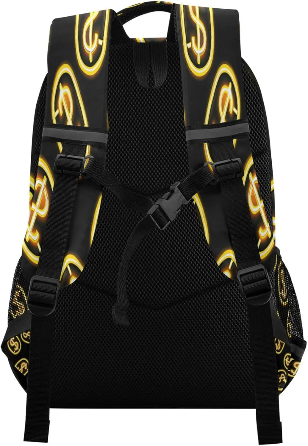 ALAZA Neon Yellow Coin with Dollar Sign Pattern on Black Backpacks Travel Laptop Daypack School Book Bag for Men Women Teens Kids