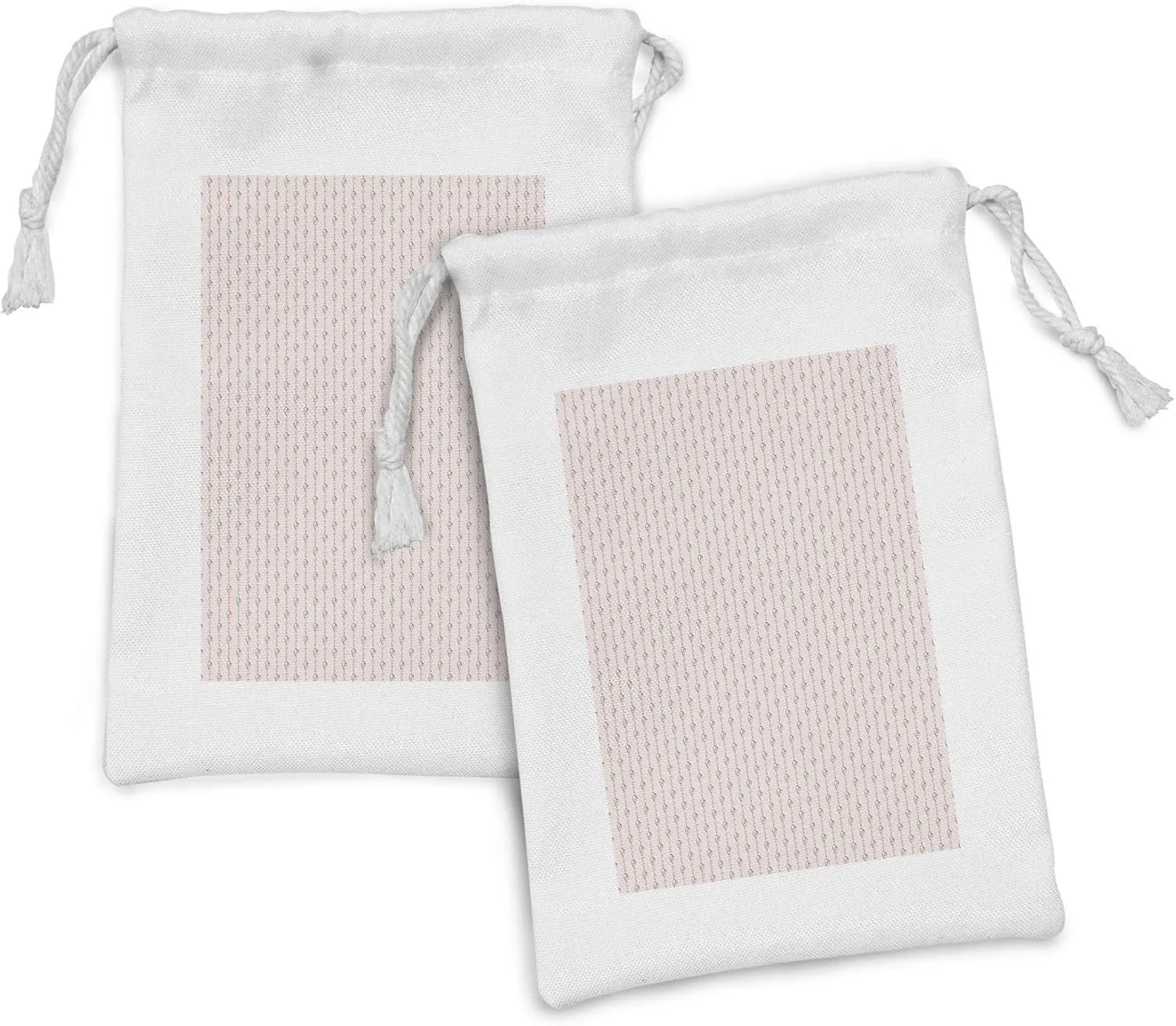 Ambesonne Valentine's Day Fabric Pouch Set of 2, Endless Eternal Love Hand Drawn Hearts in Stripe Row Image, Small Drawstring Bag for Toiletries Masks and Favors, 9" x 6", Pale Pink and Black