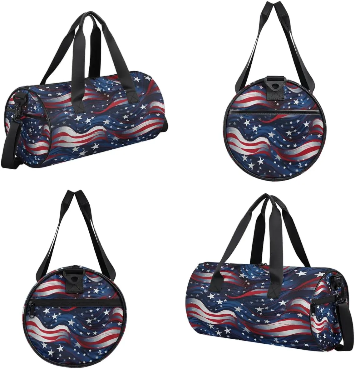 American Flag Stars Blue Red Stripe Dance Bags Weekender Bags Sport Duffel Bag Carry on Overnight Bag for Men Women