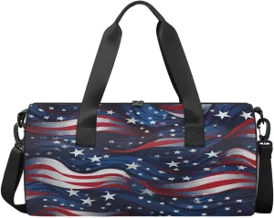 American Flag Stars Blue Red Stripe Dance Bags Weekender Bags Sport Duffel Bag Carry on Overnight Bag for Men Women