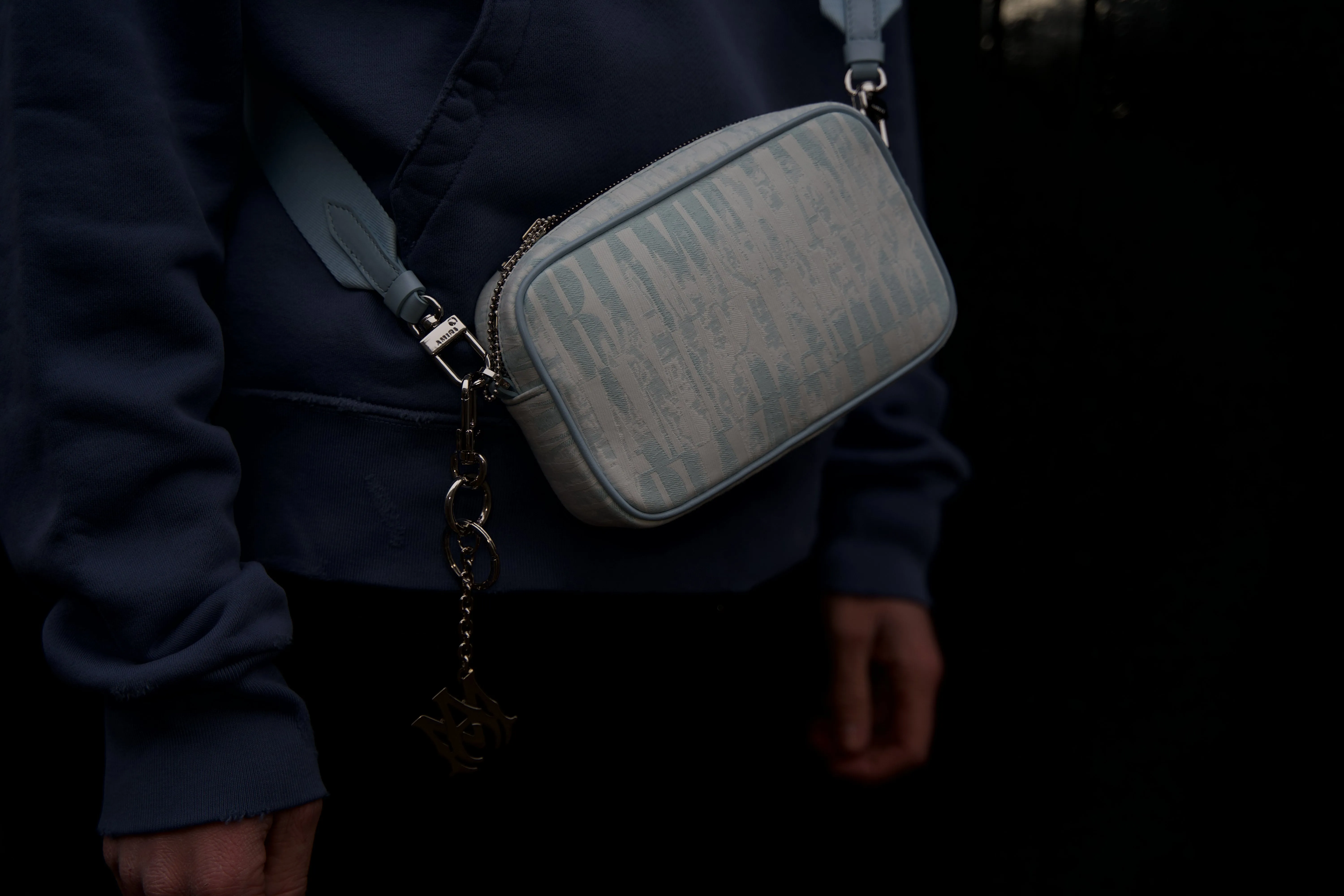 Amiri Tie Dye Jacquard Camera Case 'Baby Blue'