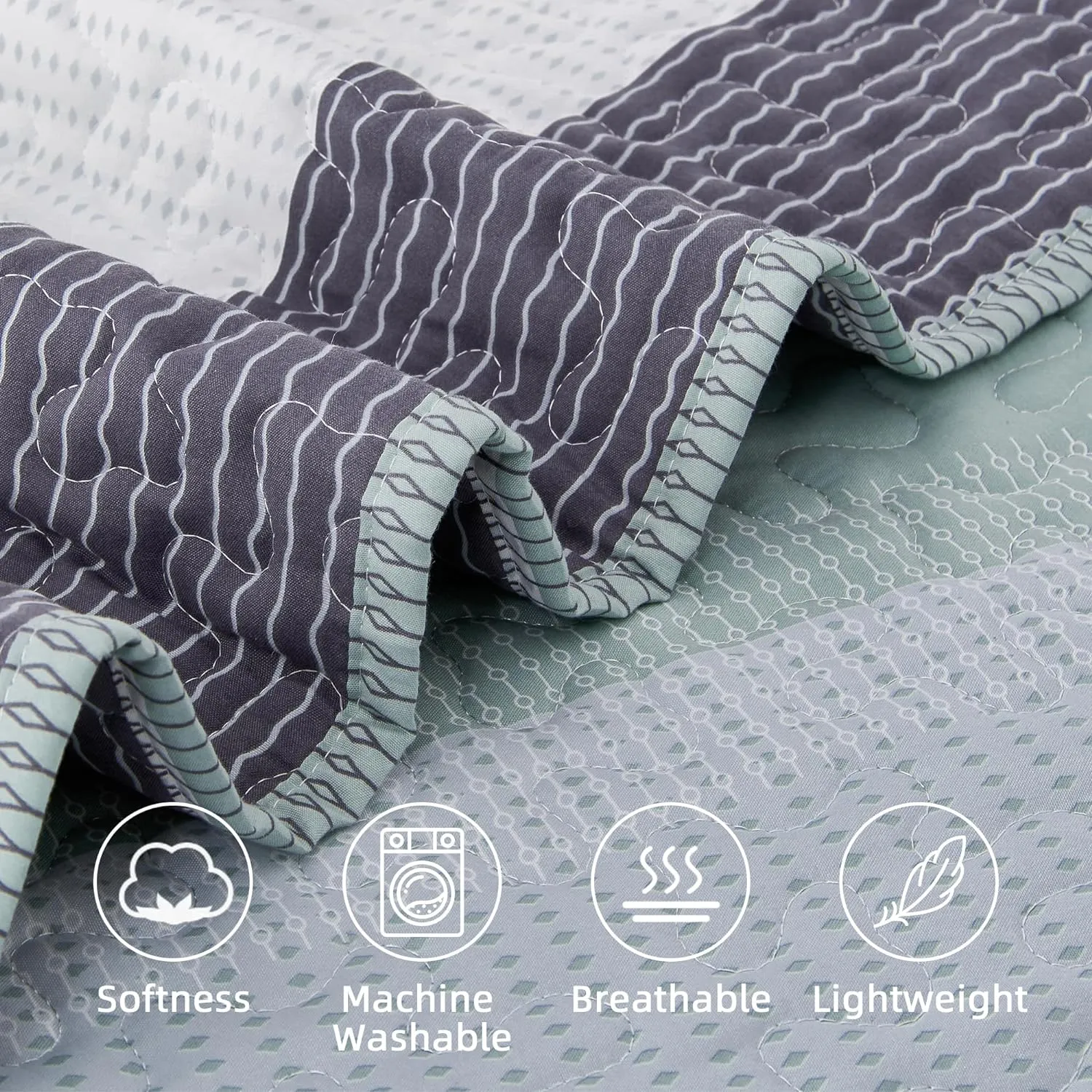 Andency Stripe Quilt Set Cal King(104x112 Inch), 3 Pieces (1 Striped Quilt and 2 Pillowcases) Patchwork Bedspread Coverlet Set, Lightweight Soft Microfiber Quilted Bedding Set