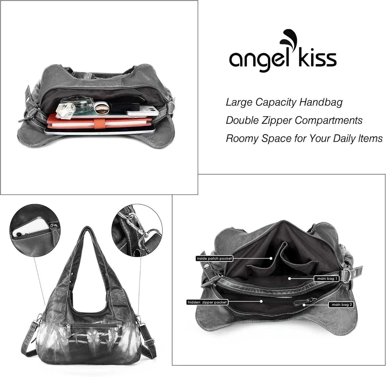 Angelkiss Hobo Purses and handbags for Women Satchel Handbag Women Purses Large Daily Shoulder Bags